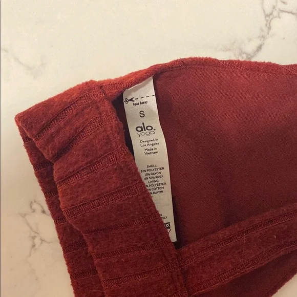 Alo Yoga Ribbed Take Comfort Bra in Cranberry Red - Picture 4 of 6